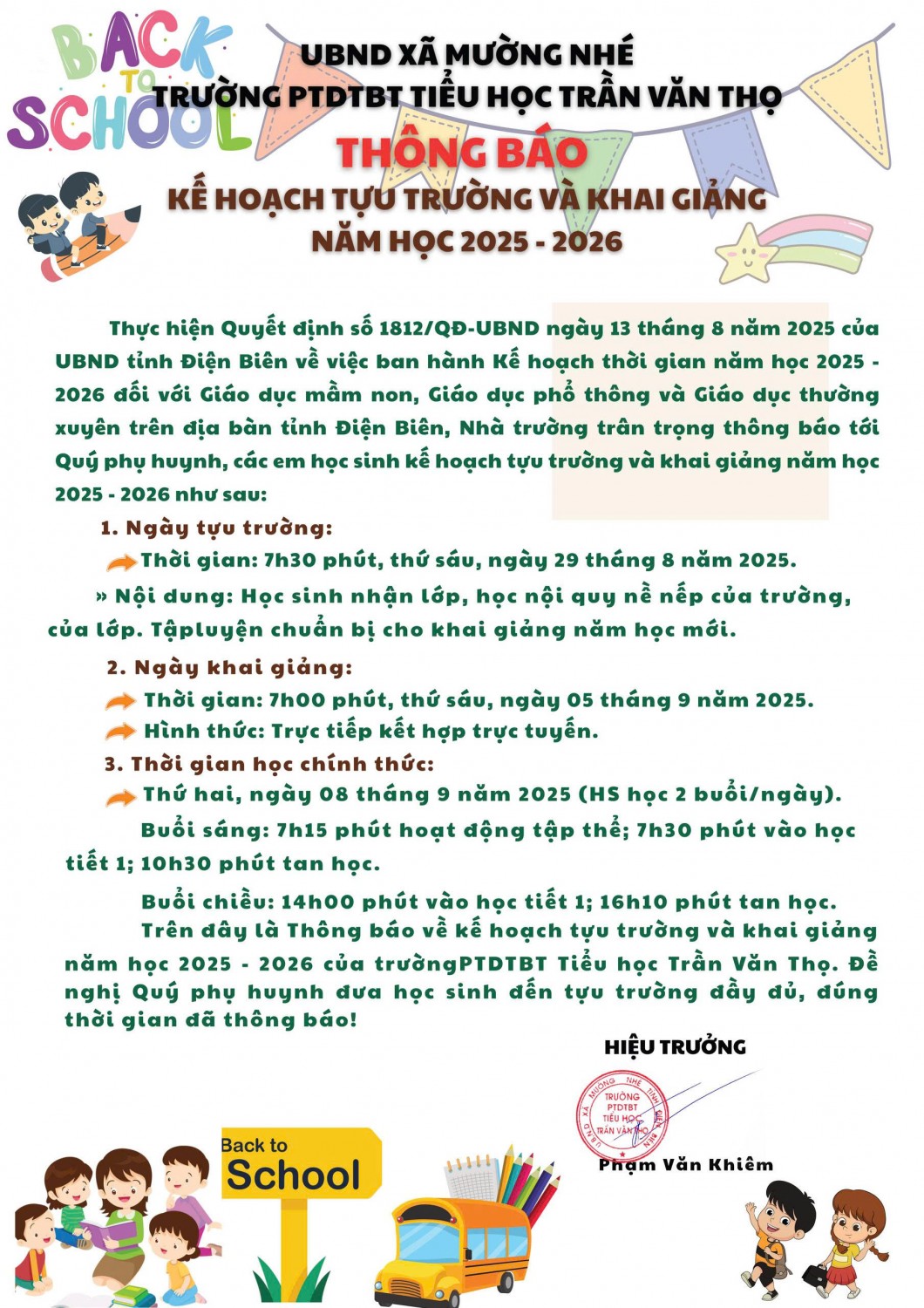 Kế hoạch tựu trường